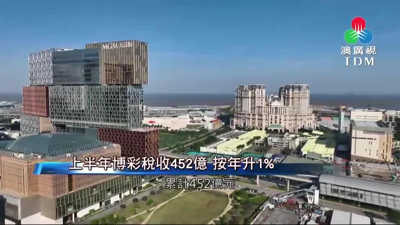 澳廣視新聞｜上半年博彩税收452亿按年升1%｜上半年博彩税收452亿按年升1%