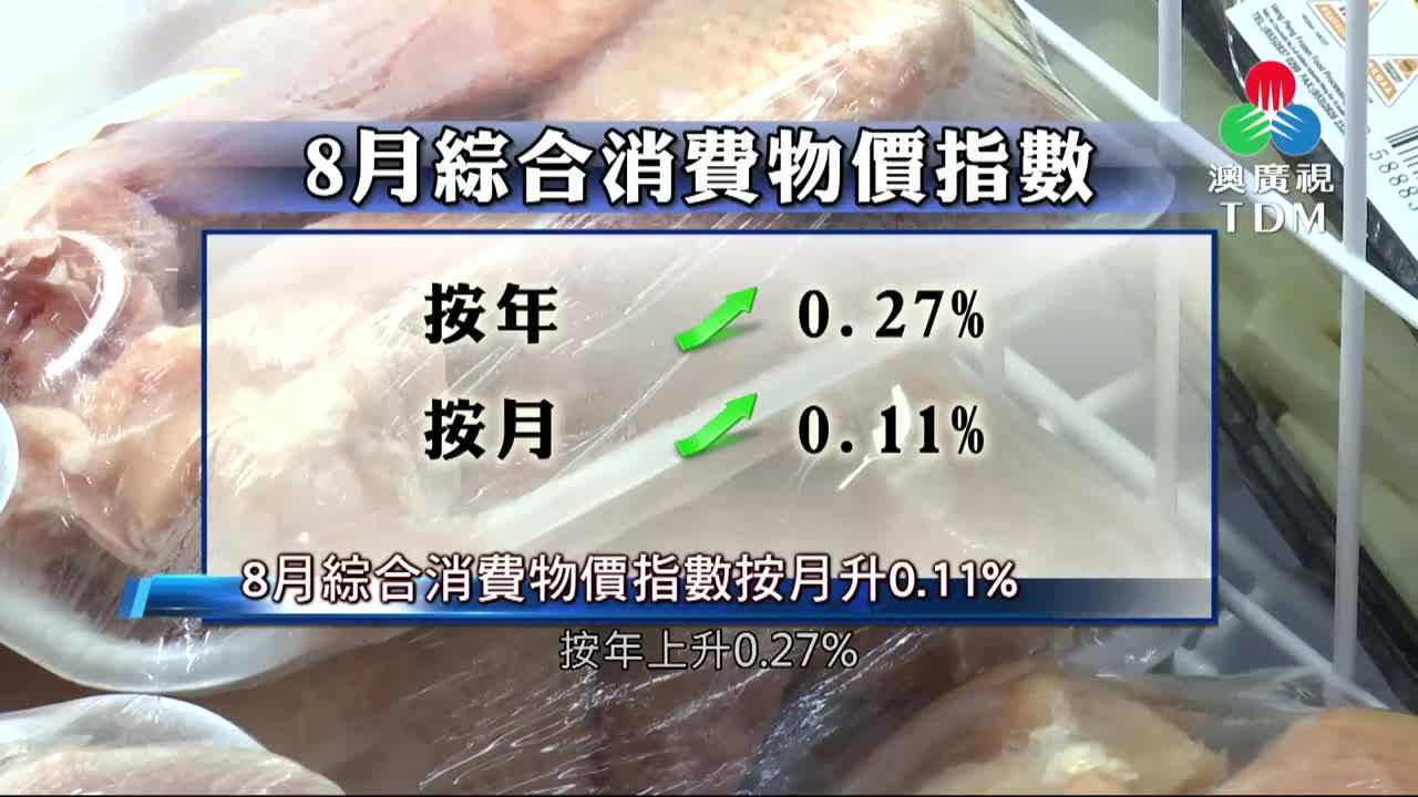 澳廣視新聞｜8月綜合消費物價指數按月升0.11%｜8月綜合消費物價指數按月升0.11%